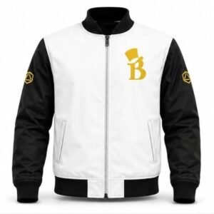 Bilyonaryo Signature Bomber Jacket - White / Black / Gold